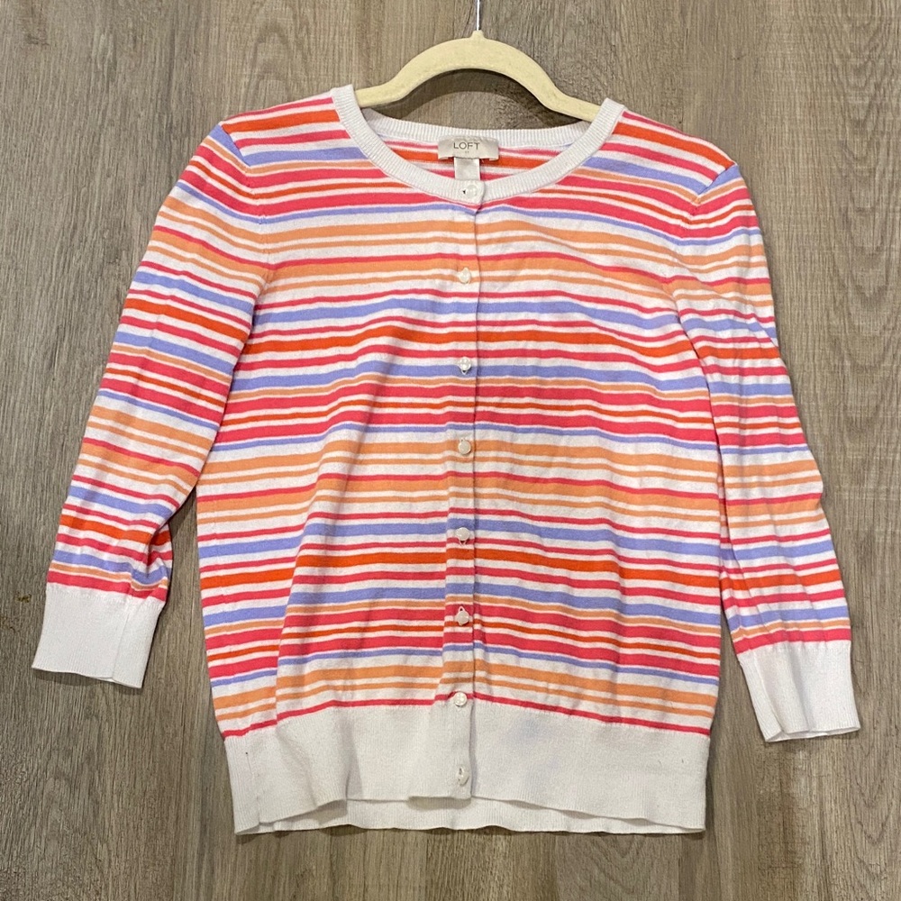 LOFT Multicolor Striped Knit Top